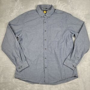 Eddie Bauer Men's Shirt L Travex Blue Chambray Long Sleeve Size Large